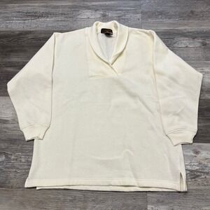 NWT 80s 90s Eddie Bauer White Womens M Cotton Blend Fleece Deadstock Sweatshirt